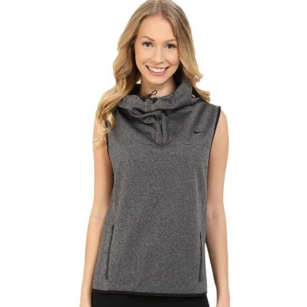 Nike Therma Sphere Training Vest Insulated Fleece Funnel Neck Charcoal Size XS